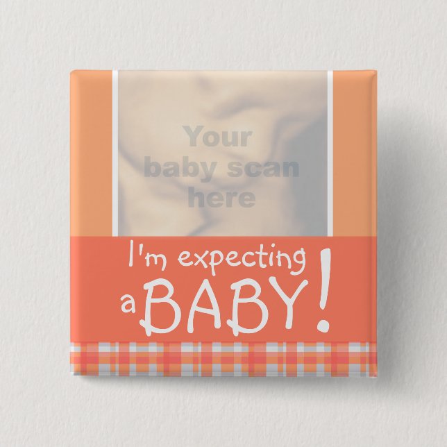 "I'm expecting a BABY!" ultra 3D scan orange badge (Front)