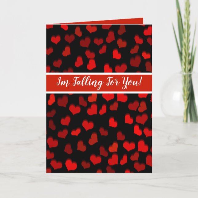 I'm Falling For You! Modern Red Hearts Valentine Holiday Card (Front)