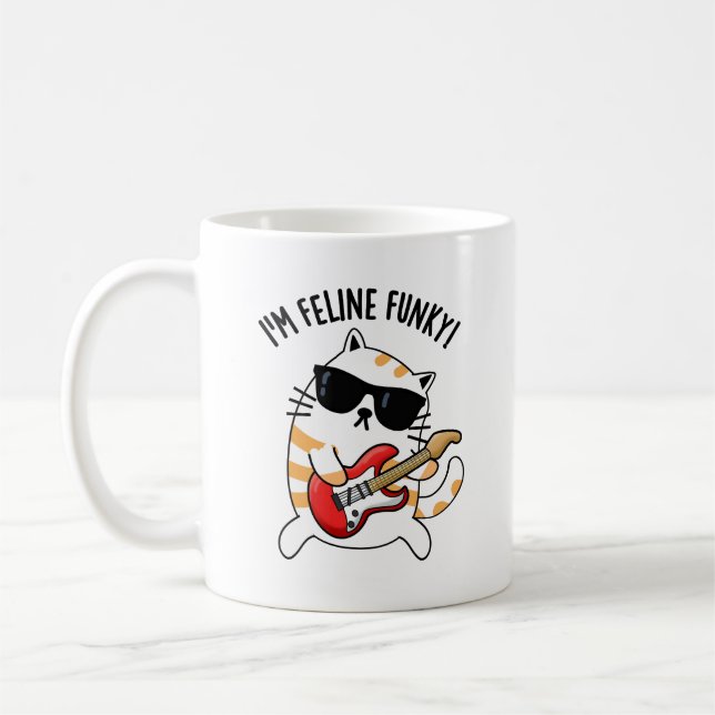 I'm Feline Funky Funny Cat Pun  Coffee Mug (Left)