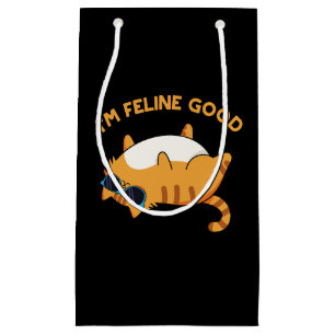 I'm Feline Good Funny Fat Cat Pun Dark BG Small Gift Bag