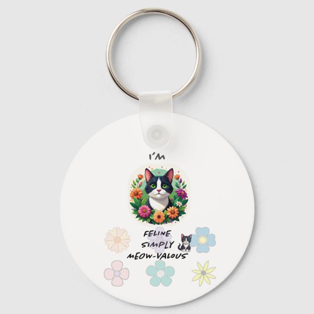 I'M FeLine Simply Meowvalous .. cat lovers  Key Ring (Front)