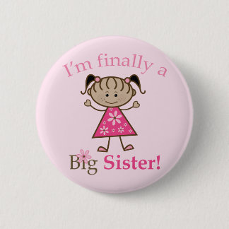 I'm Finally a Big Sister Ethnic Stick Figure Girl 6 Cm Round Badge