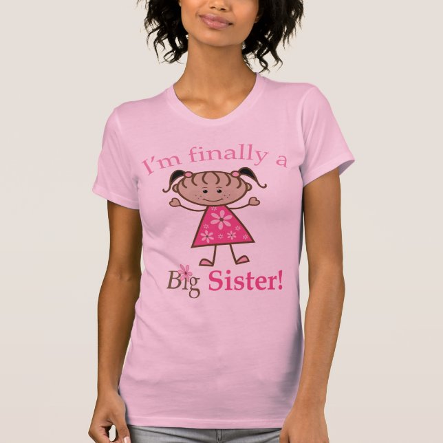 I'm Finally a Big Sister Ethnic Stick Figure Girl T-Shirt (Front)