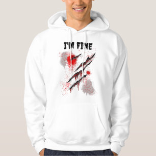 I'm Fine Bloody Halloween Zombie Humor Blood Cuts Hoodie