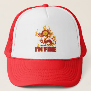 I'm Fine Burning Dragon Trucker Hat