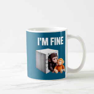 I'm fine cute baby monkey anxiety meme humour coffee mug