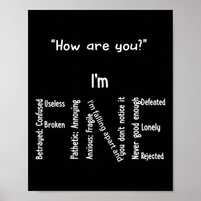 I'm Fine Depression Mental Health Awareness  Poster (Front)