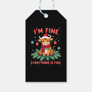 I'm Fine Everything is Fine Christmas Highland Cow Gift Tags