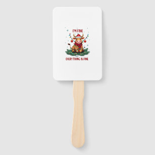 I'm Fine Everything is Fine Christmas Highland Cow Hand Fan