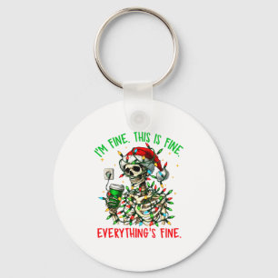 I'm Fine Everything Is Fine Christmas Skeleton Xma Key Ring