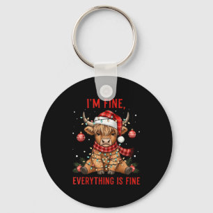 I'm Fine Everything Is Fine Funny Christmas Highla Key Ring
