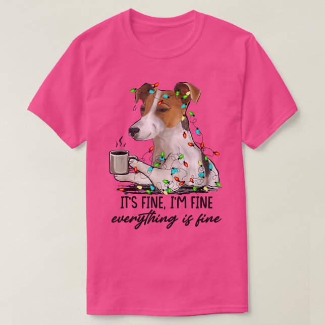 I'm Fine Everything Is Fine Jack Russell Christmas T-Shirt (Design Front)
