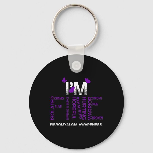 I'm Fine Fibromyalgia Warrior Fibro Awareness Purp Key Ring (Front)