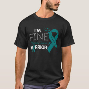 I'm Fine Ovarian Cancer Warrior Awareness Feather T-Shirt