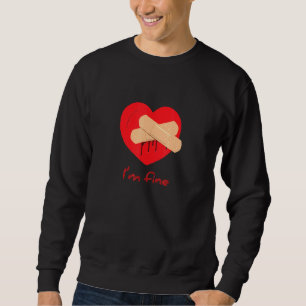 Im Fine Red Heart Bleeding Heart With Bandage Sweatshirt