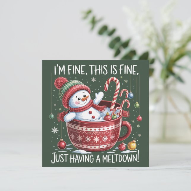 I'm Fine This Is Fine Just Having A Meltdown Cocoa Holiday Card (Standing Front)