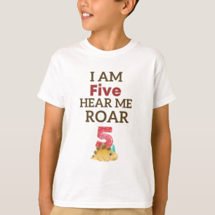 I'm Five Hear Me Roar Personalised T-Rex Birthday T-Shirt