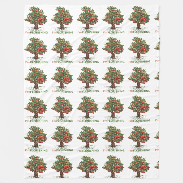 I'm Flourishing – Rooted Growth Inspirational Tree Fleece Blanket (Front)