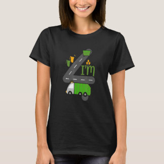 I'm Four 4 Year Old Birthday Boy Garbage Truck Tod T-Shirt