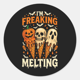 I'm Freaking Melting Funny Halloween Ice Cream Jok Classic Round Sticker