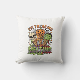 Im Freaking Melting Halloween Ice Cream Skull Pump Cushion