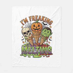 Im Freaking Melting Halloween Ice Cream Skull Pump Fleece Blanket