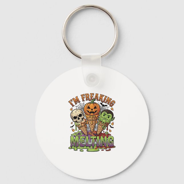 Im Freaking Melting Halloween Ice Cream Skull Pump Key Ring (Front)