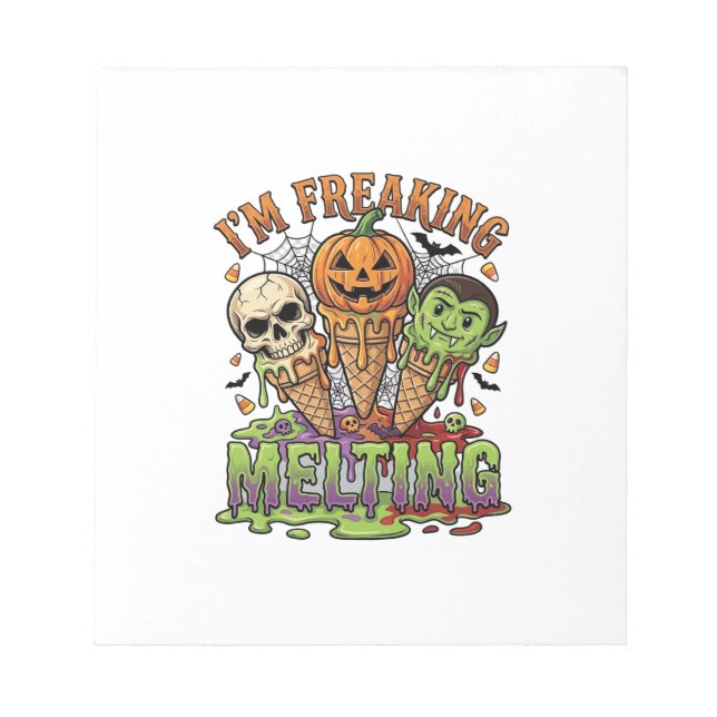 Im Freaking Melting Halloween Ice Cream Skull Pump Notepad (Front)