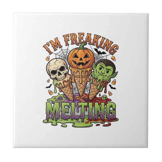 Im Freaking Melting Halloween Ice Cream Skull Pump Tile (Front)