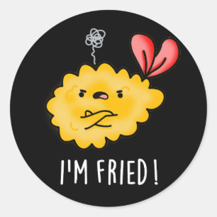 I'm Fried Funny Tempura Sushi Pun Dark BG Classic Round Sticker