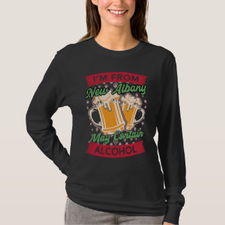 Im From New Albany May Contain Alcohol Indiana Bee T-Shirt
