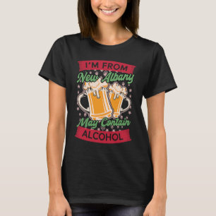 Im From New Albany May Contain Alcohol Indiana Bee T-Shirt