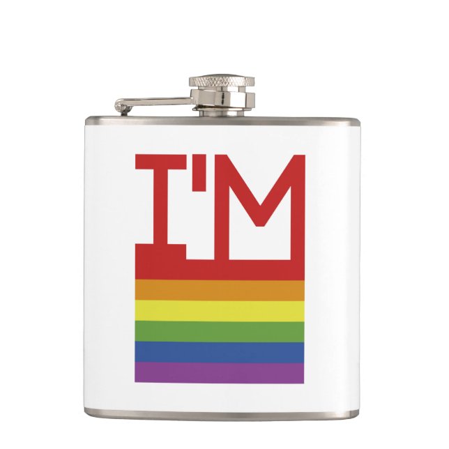 I'm Gay | Rainbow Flag Hip Flask (Front)