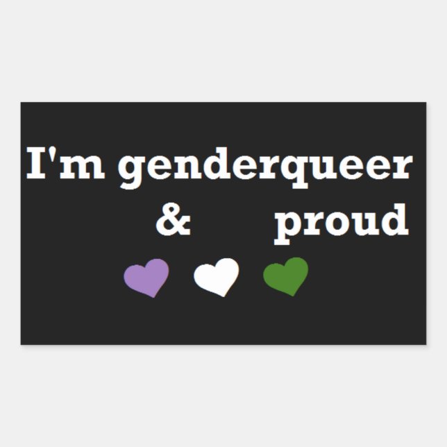 I'm genderqueer & proud rectangular sticker (Front)