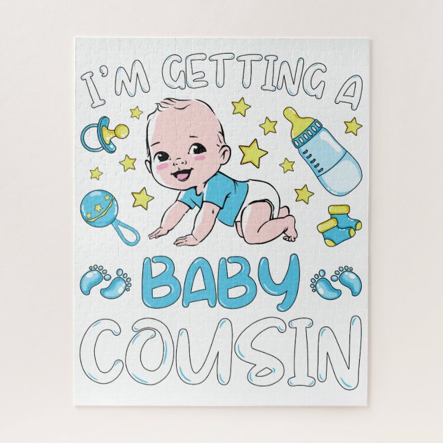 I'm Getting A Baby Cousin Boy Gender Reveal Jigsaw Puzzle (Vertical)