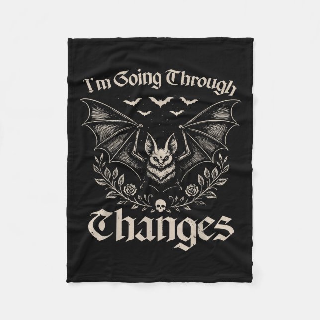 Im Going Through Changes Spooky Bat Halloween  Fleece Blanket (Front)