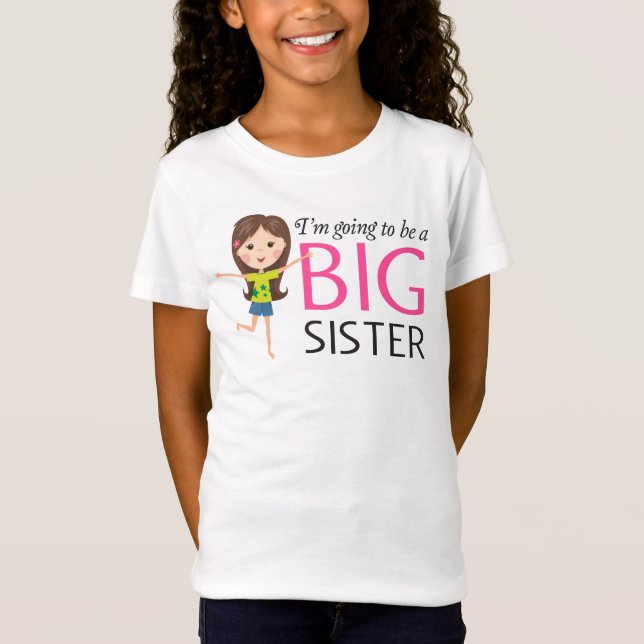 Im going to be a big sister happy cartoon girl T-Shirt (Front)