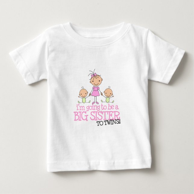 I'm Going to Be a Big Sister to TWINS Baby T-Shirt (Front)