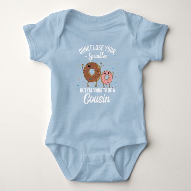 I'm Going to be a Cousin Pregnancy Doughnut Meme Baby Bodysuit (Front)