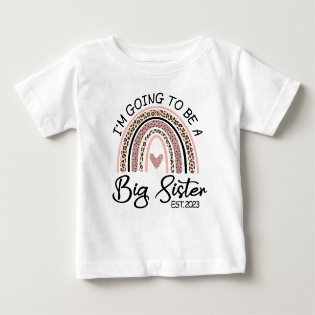 I'm Going to be Big Sister 2023, Pregnancy Reveal Baby T-Shirt (Front)
