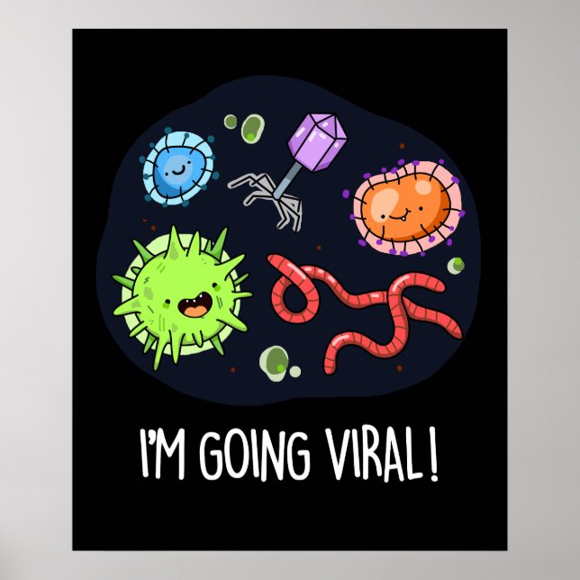 I'm Going Viral Funny Virus Pun Dark BG Poster (Front)