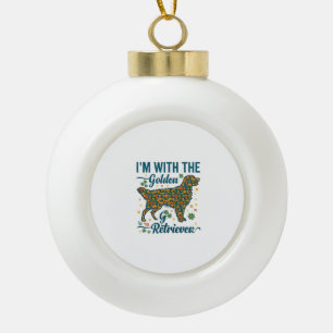 Im Golden Retriever Dog Halloween Pumpkins Leaves_ Ceramic Ball Christmas Ornament