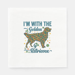 Im Golden Retriever Dog Halloween Pumpkins Leaves_ Napkin