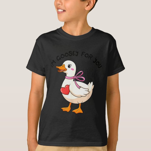 I'm Goosey For You Coquette Valentine Goose  T-Shirt (Front)