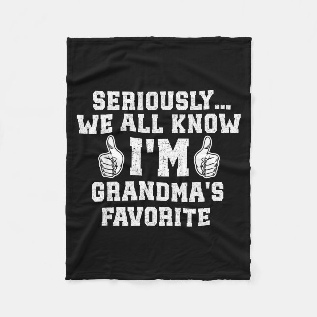 I'm Grandma's Favorite Grandson Granddaughter Humo Fleece Blanket (Front)