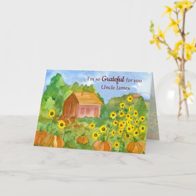 I'm Grateful For You Uncle Happy Thanksgiving Card (Yellow Flower)