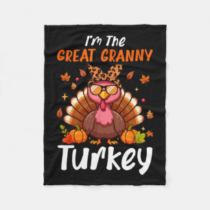 I'm Great Granny Turkey Thanksgiving Proud Women F Fleece Blanket