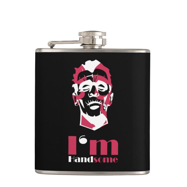 I'm handsome abstract face hip flask (Front)