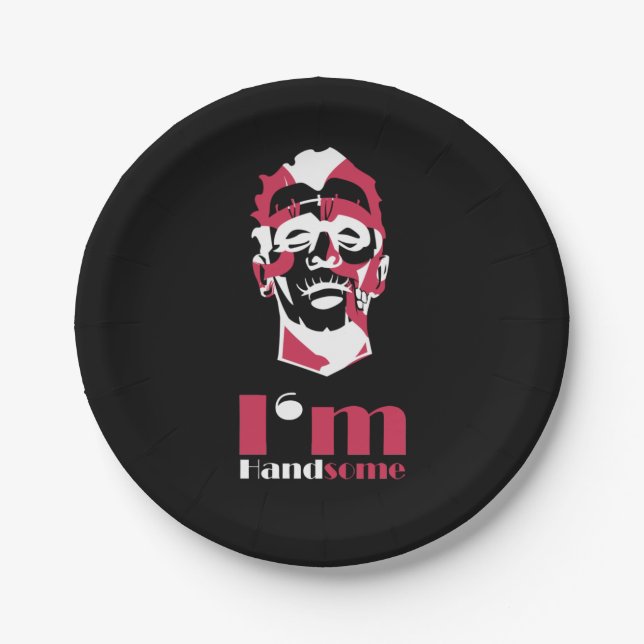 I'm handsome abstract face paper plate (Front)