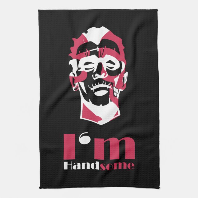 I'm handsome abstract face tea towel (Vertical)
